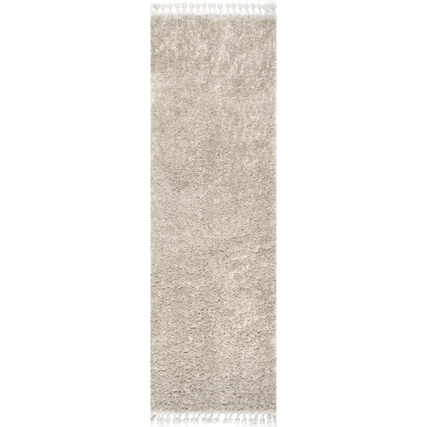 nuLOOM Casual Plush Shag Neva Beige 2 ft. 6 in. x 8 ft. Indoor Runner Rug