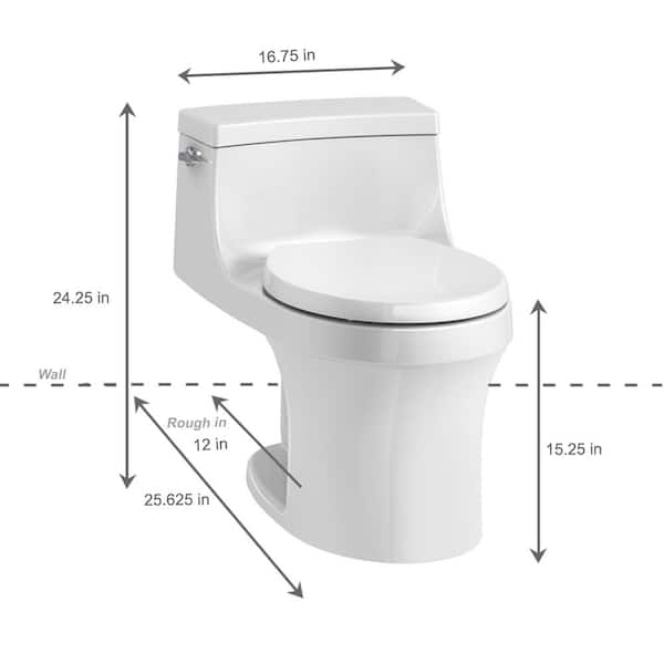 San Souci 12 in. Rough In 1-Piece 1.28 GPF Single Flush Round Toilet in White Seat Included