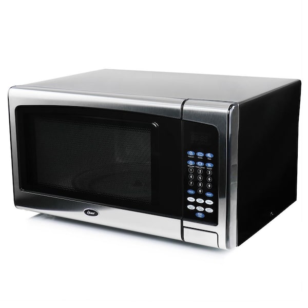 Oster 1.3 Cu. ft. Stainless Steel with Mirror Finish Microwave Oven with Grill, Size: Medium, Silver