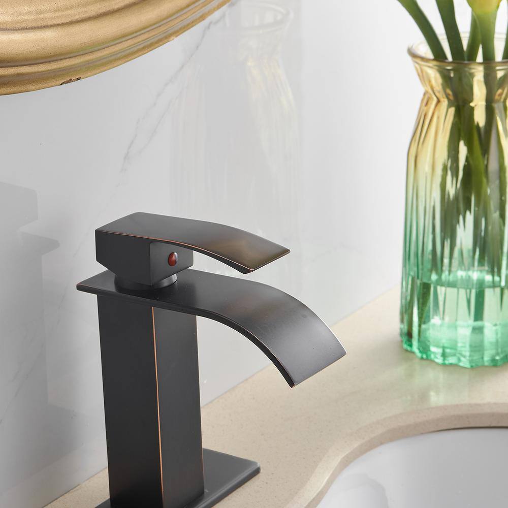 Oil Rubbed Bronze Single Handle Waterfall Bathroom Faucet