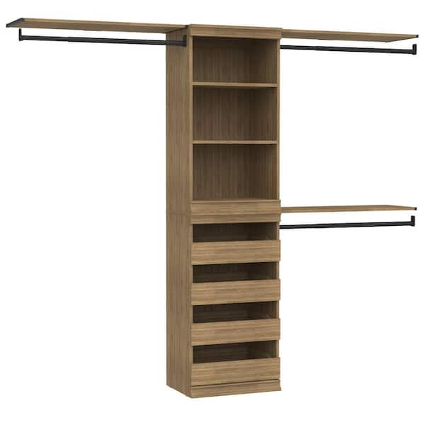 ClosetMaid Modular Storage 73.38 in.-93.43 in. W Sand Tower System 5-Shelf Wood Closet System