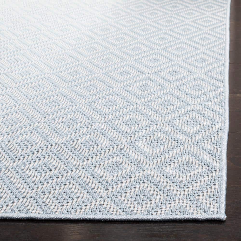 Light Blue Synthetic Flat Woven Rectangular Indoor/Outdoor Rug