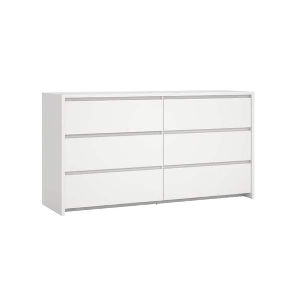 Tvilum Next White 6 Drawer 61.85 in. W Double Dresser 503294949
