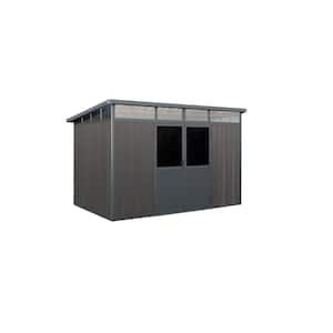 11 ft. x 7 ft. Wood Plastic Composite Heavy-Duty Storage Shed - Pent Roof and Double Doors Graphite Color (77 sq. ft.)