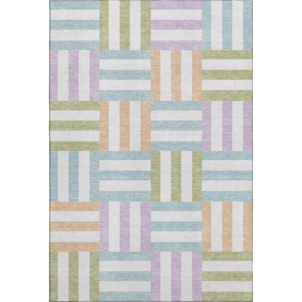Mayfield Premium Machine Washable Abstract AMF2332 Pearl 10 ft. x 14 ft. Area Rug