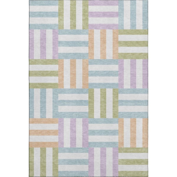 Mayfield Premium Machine Washable Abstract AMF2332 Pearl 5 ft. x 7 ft. 6 in. Area Rug
