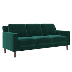 Bexley 77 in. L x 31.5 in. W Green Velvet Upholstered 3-Seater Sofa