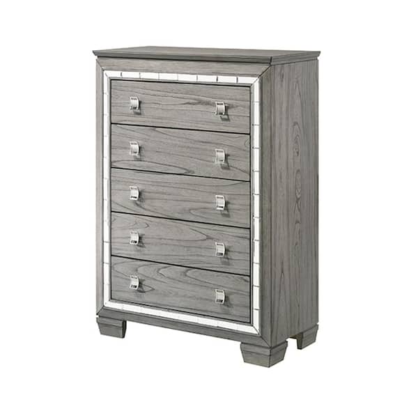 Acme Furniture Antares 5- Drawers Light Gray Oak Chest of Drawers 56 in. X 18 in. X 37 in.