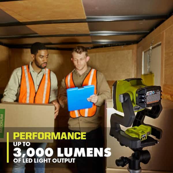 RYOBI ONE+ 18V Hybrid LED Work Light with 2.0 Ah HIGH PERFORMANCE