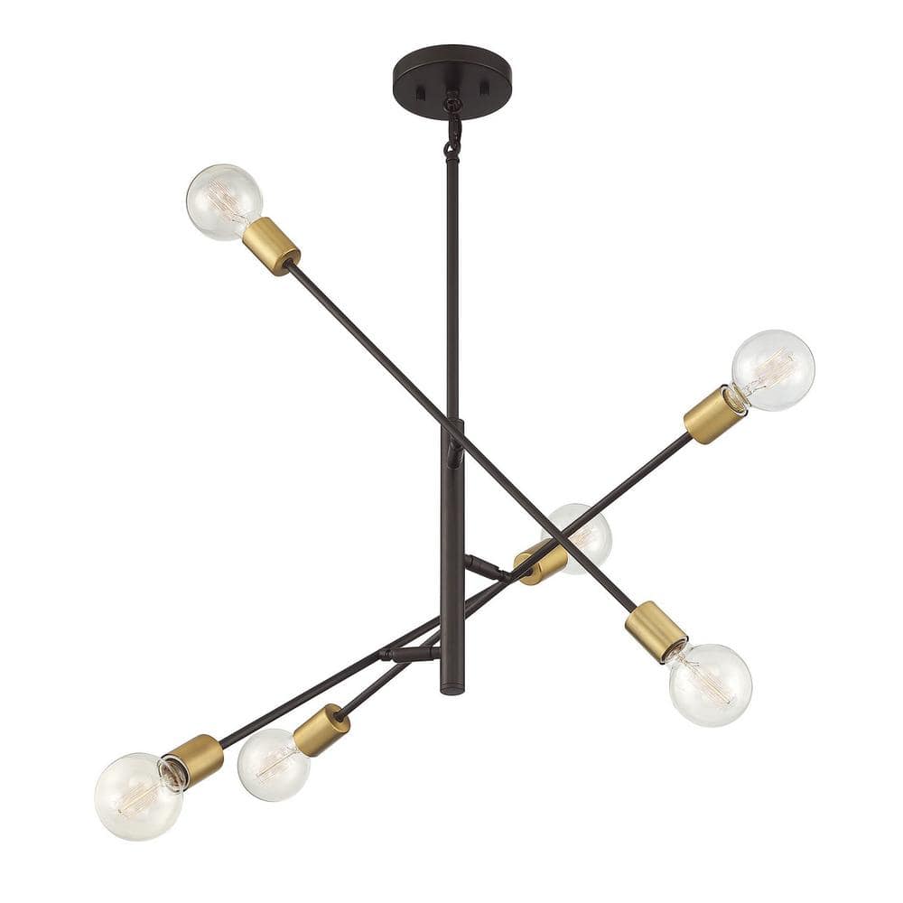 Bronze Sputnik 6-Light Adjustable Metal Chandelier