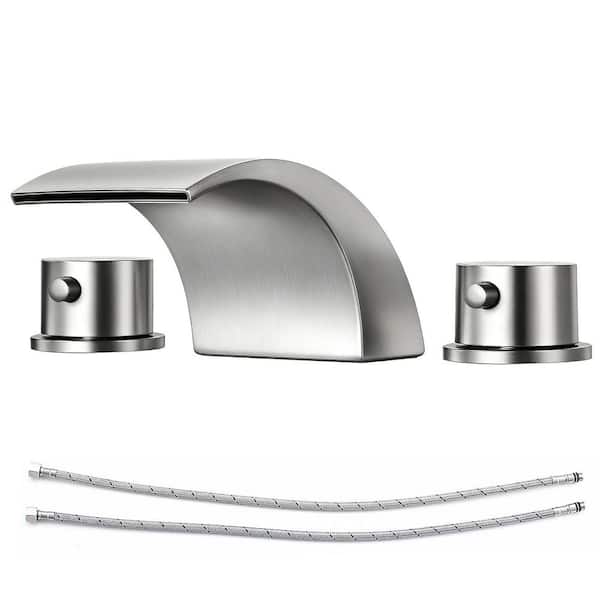 2 Handles 8 in. Widespread Bathroom Faucet 3-Hole Sink Faucet in Brushed Nickel