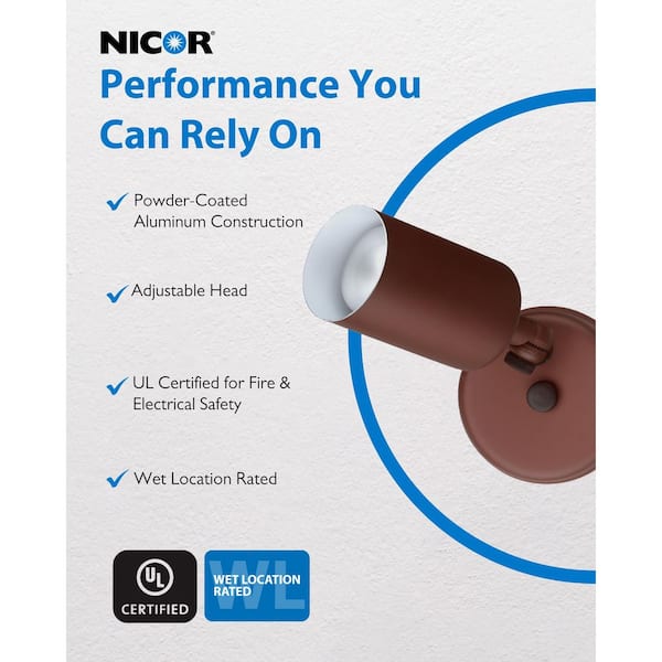 NICOR Single Bullet 50-Watt Bronze Outdoor Wall Lantern Sconce