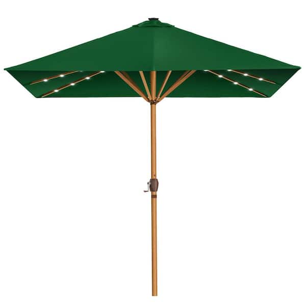 Unbranded 9 ft. Steel Market Solar Patio Umbrella in Green