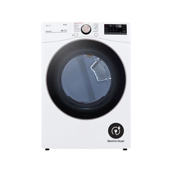 LG 7.4 Cu. Ft. Vented SMART Stackable Electric Dryer in White with TurboSteam and Sensor Dry Technology