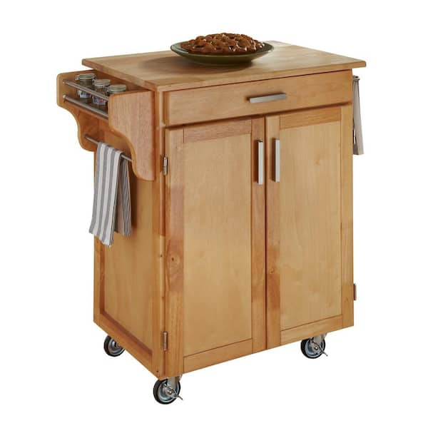 HOMESTYLES Cuisine Cart Natural Kitchen Cart with Towel Rack