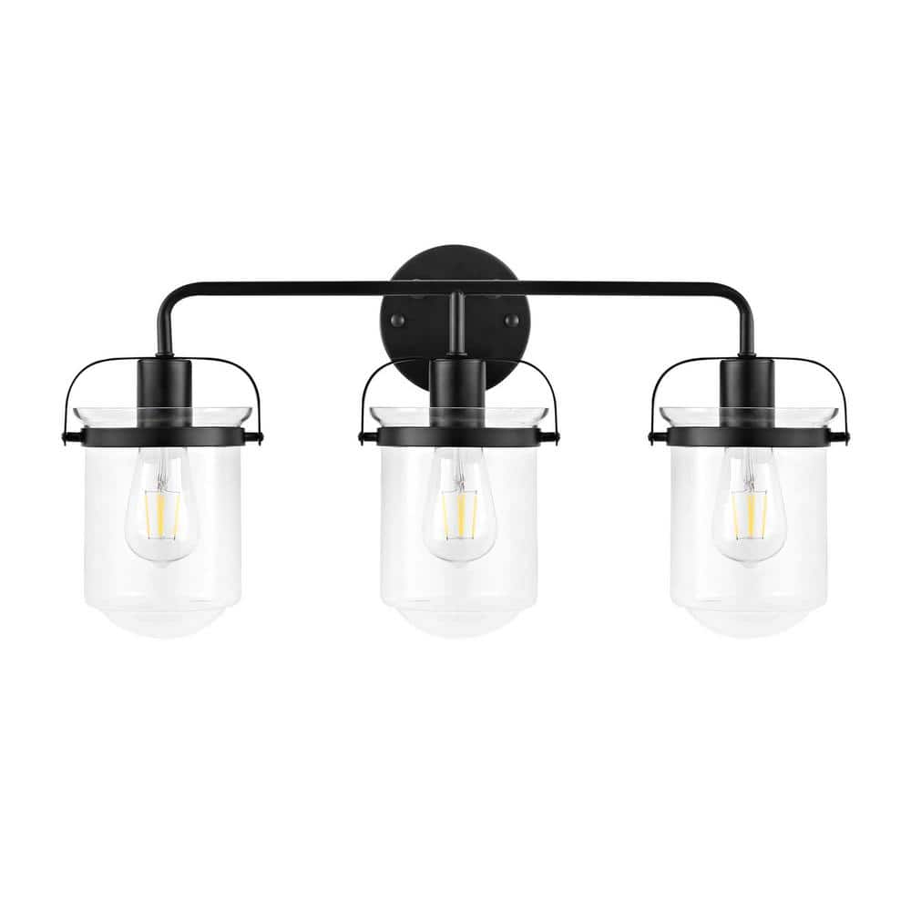 22.8 in. 3-Light Black Vanity Light with Clear Glass Shade price history on PriceWatchPro