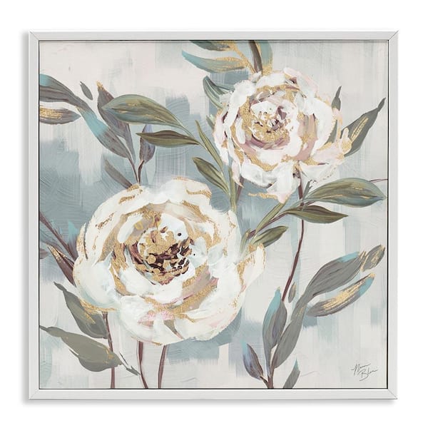 Stupell Industries Two Country Blossoms by Nina Blue White Framed Nature Giclee Art Print 17 in. x 17 in.
