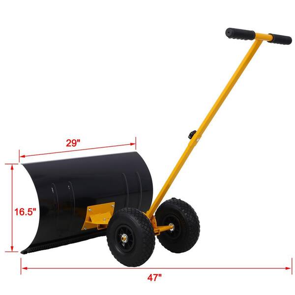 24" Heavy-Duty Aluminum Snow Pusher with brace and D-grip - Yeoman 24" Heavy-Duty Aluminum Snow Pusher with brace and D-grip - Yeoman