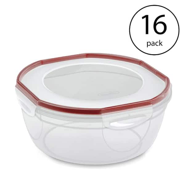 Sterilite Ultra Seal 4.7 qt Plastic Food Storage Bowl Container with Lid (16 Pack)