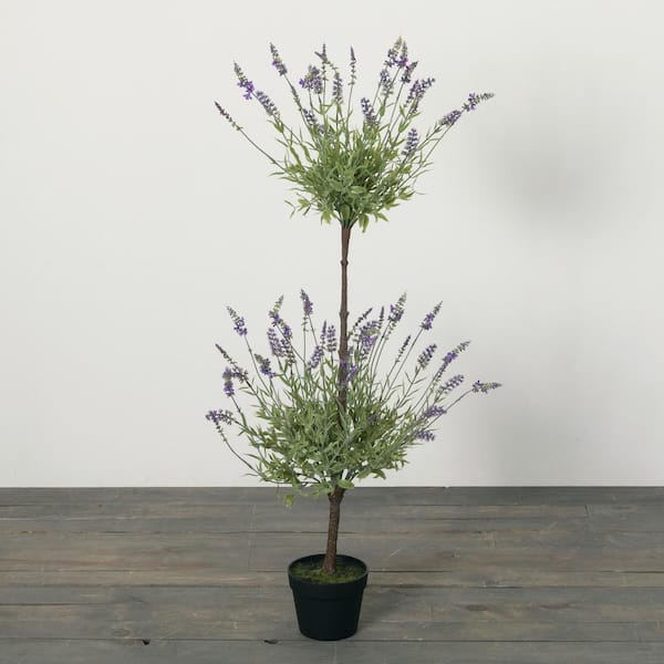 SULLIVANS 3 ft. 10 in. Artificial Double Lavender Topiary Tree in Pot