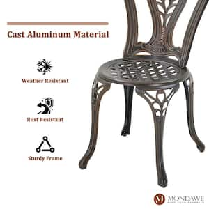 3-Piece Antique Bronze Cast Aluminum Round Standard Height Table Outdoor Patio Bistro Set with 2-Armless Chairs