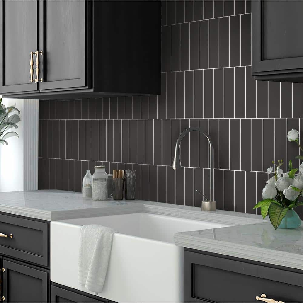 Matte Black Ceramic Subway Wall and Floor Tile