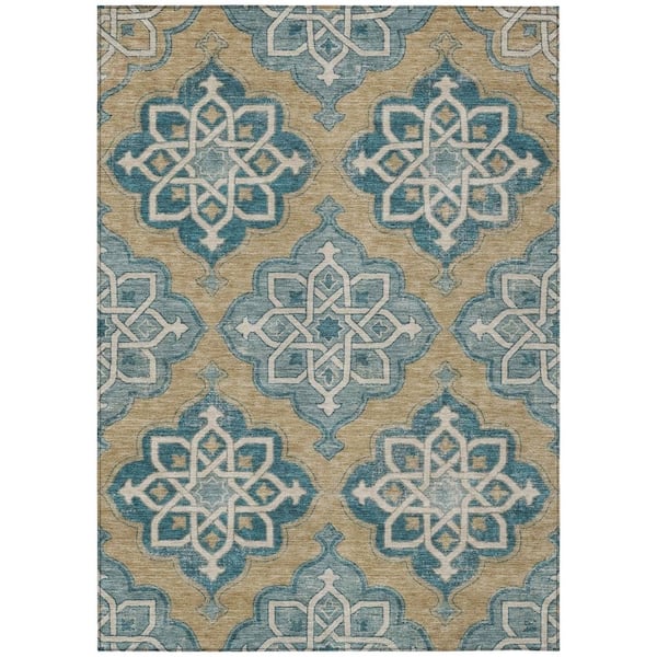 Chantille Machine Washable Indoor/Outdoor Abstract ACN3031 Turquoise 9 ft. x 12 ft. Area Rug