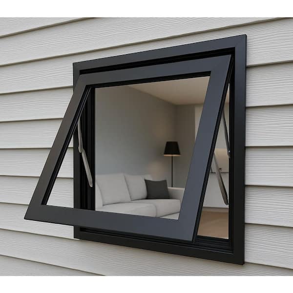 TEZA DOORS 35.5 in. x 23.5 in. Black Aluminum Low-E Double-Pane
