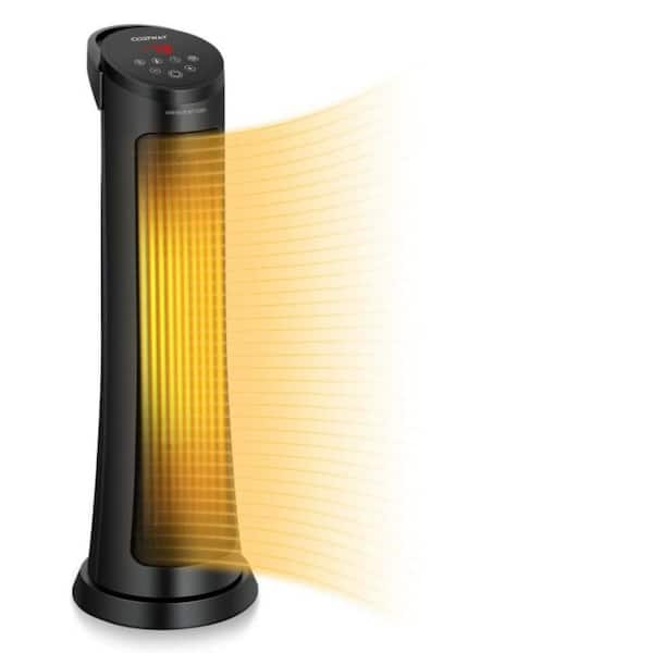 1500-Watt Black Electric Radiator Convection Radiant PTC Ceramic Tower Space Heater with Tip-Over Protection 45-99° F
