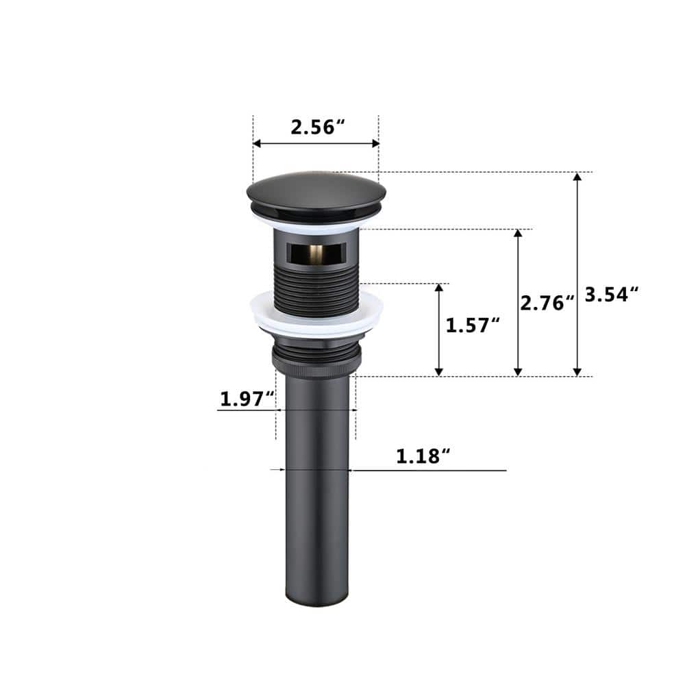 Matte Black Pop-Up Bathroom Sink Drain Stopper with Overflow