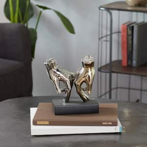 Silver Polystone Hands Sculpture