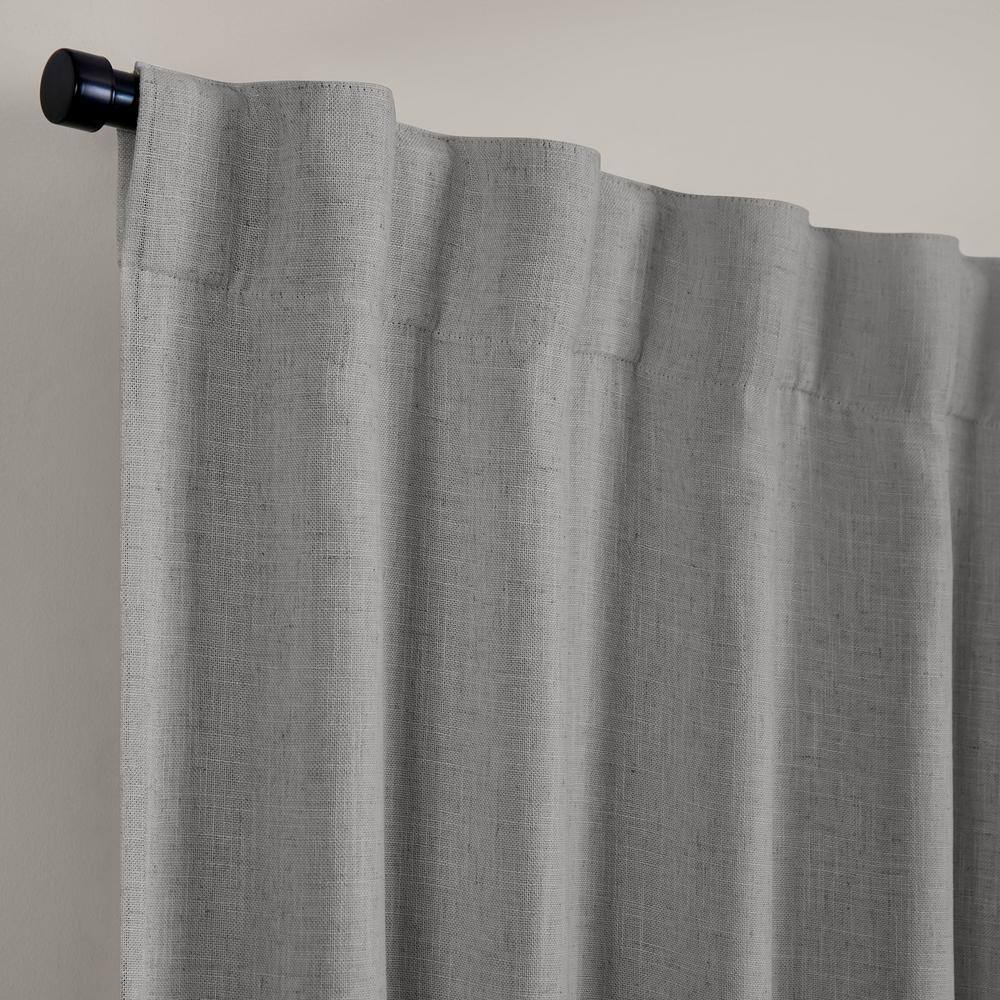Harrow Dark Gray Blackout Linen-Blend Window Curtain Panel