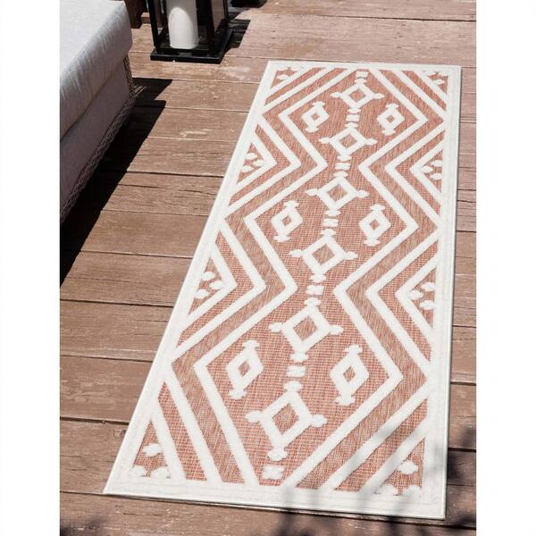 Runner Rug, Kitchen Rug, Terracotta Runner Rug, Moroccan Tiles Rug