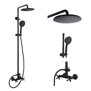5-Spray 2-Handle Adjustable Wall Bar Shower Kit with Hand Shower and 8 in. Rainfall Shower Head in Matte Black