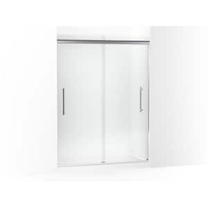 Pleat 55-60 in. x 79 in. Frameless Sliding Shower Door in Bright Polished Silver with Frosted Glass
