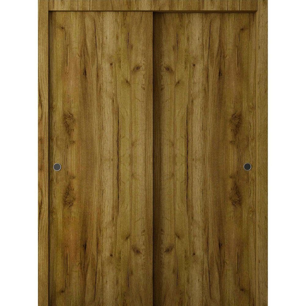 Assembly Required 3011 64 in. x 96 in. Reversible Antique Oak Color Solid Core Wood Sliding Door Kit w/Separate Jamb price history on PriceWatchPro