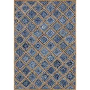 Braided Jute Blue 6 ft. x 9 ft. Bengal Area Rug