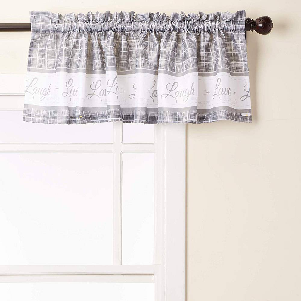 Gray Polyester Light-Filtering Kitchen Tier Curtain Set