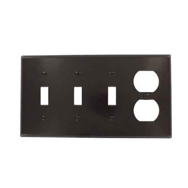 Leviton Brown 4-Gang 3-Toggle/1-Duplex Wall Plate (1-Pack)