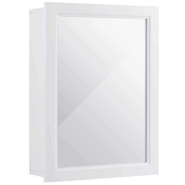 HONEY JOY White Bathroom Mirror Cabinet 2-Shelves Adjustable Storage Cupboard
