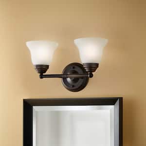 Ashhurst 2-Light Oil Rubbed Bronze Vanity Light with Frosted Glass Shades
