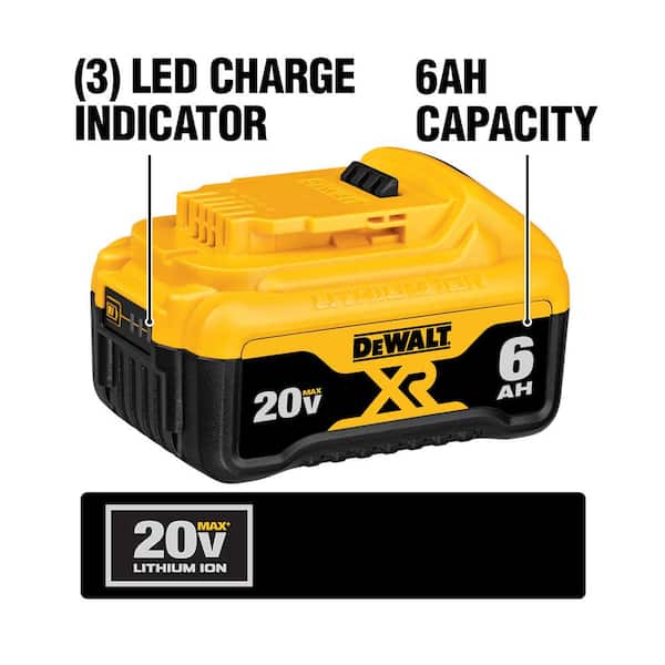 DEWALT - 20V MAX Premium Lithium-Ion 6.0Ah Battery, 20V MAX 5.0Ah Battery, 20V MAX 4.0Ah Battery and 20V MAX 2.0Ah Battery