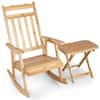 ANGELES HOME Wood Outdoor Rocking Chair and Foldable Table Set for ...