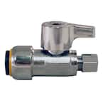 1/2 in. Chrome-Plated Brass Push-To-Connect x 1/4 in. Compression Quarter-Turn Straight Stop Valve