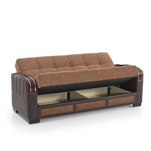 Ottomanson Maya Convertible 87 in. Gray Chenille 3-Seater Twin