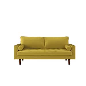 Womble 69.7 in. Goldenrod Velvet 2-Seater Lawson Sofa with Square Arms