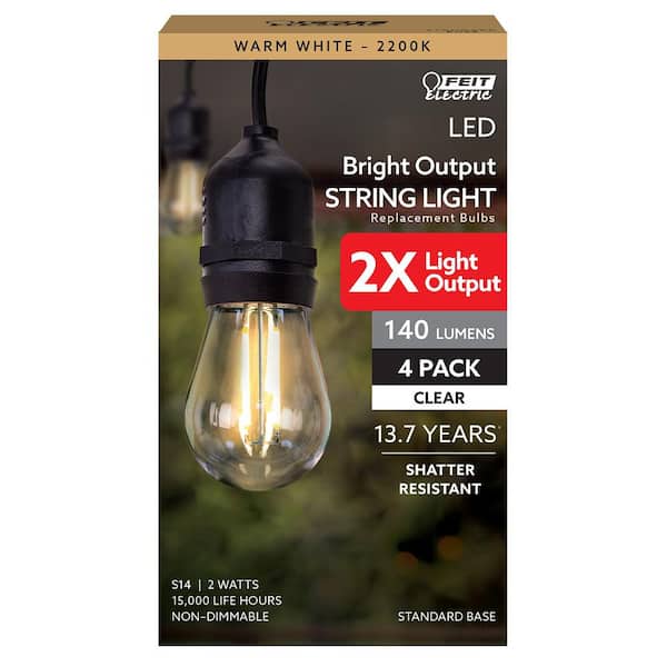 Feit Electric 15-Watt Equivalent S14 HO String Light LED Light Bulb, Warm White 2200K (4-Pack) - The Home