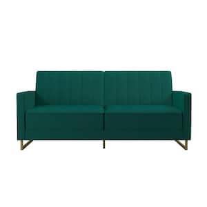 Skylar Green Velvet Modern Coil Futon/Sofa Bed