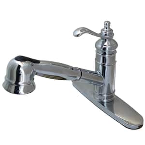 Templeton Single-Handle Deck Mount Gooseneck Pull Out Sprayer Kitchen Faucet in Polished Chrome