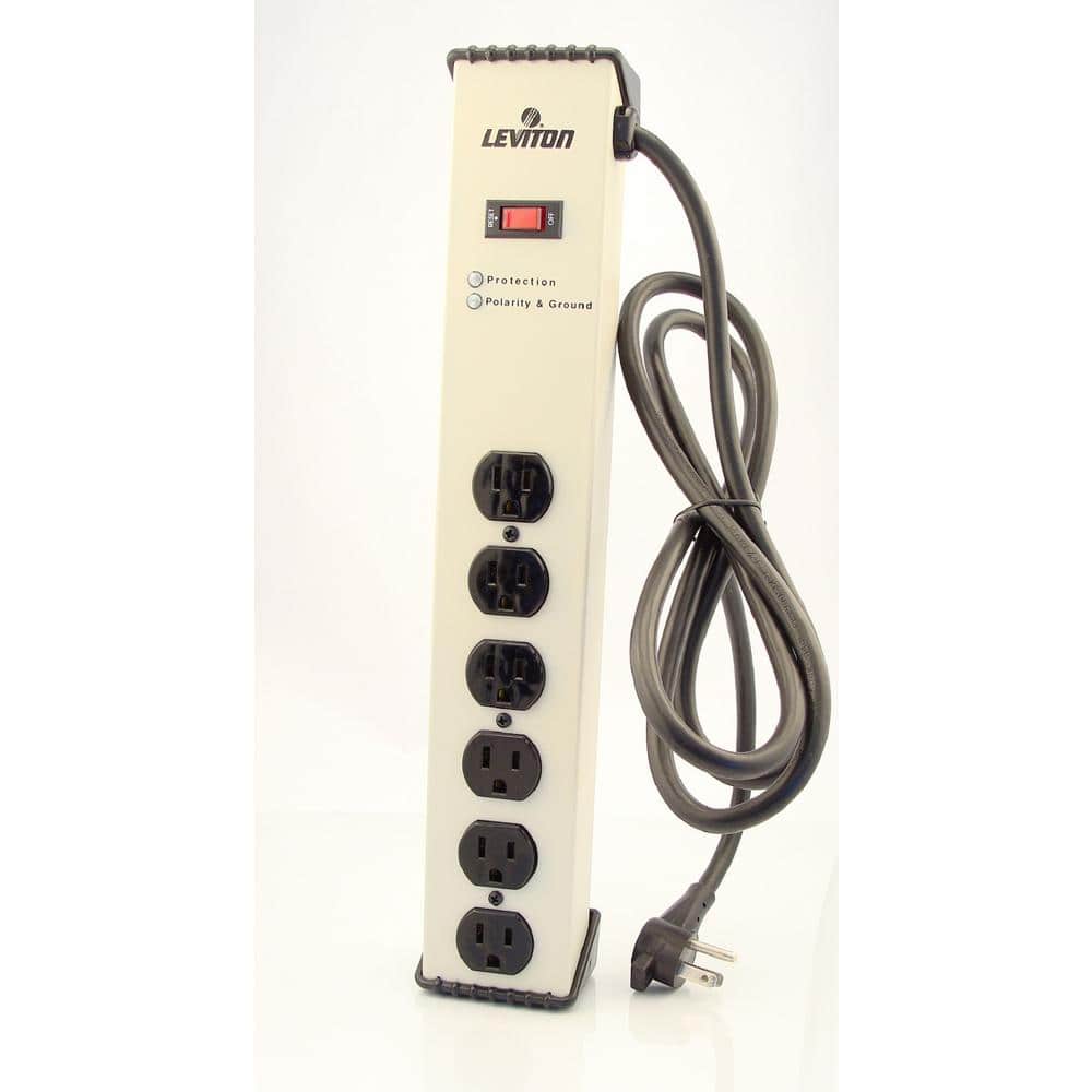 Leviton 15 Amp Heavy Duty Surge Protected 6Outlet Power Strip, On/Off